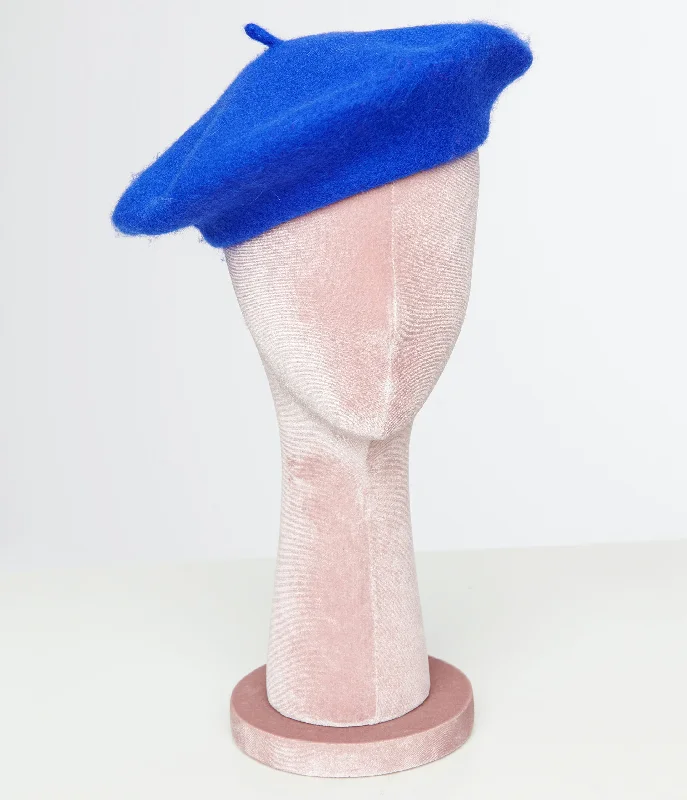 1960s Cobalt Blue Wool Beret