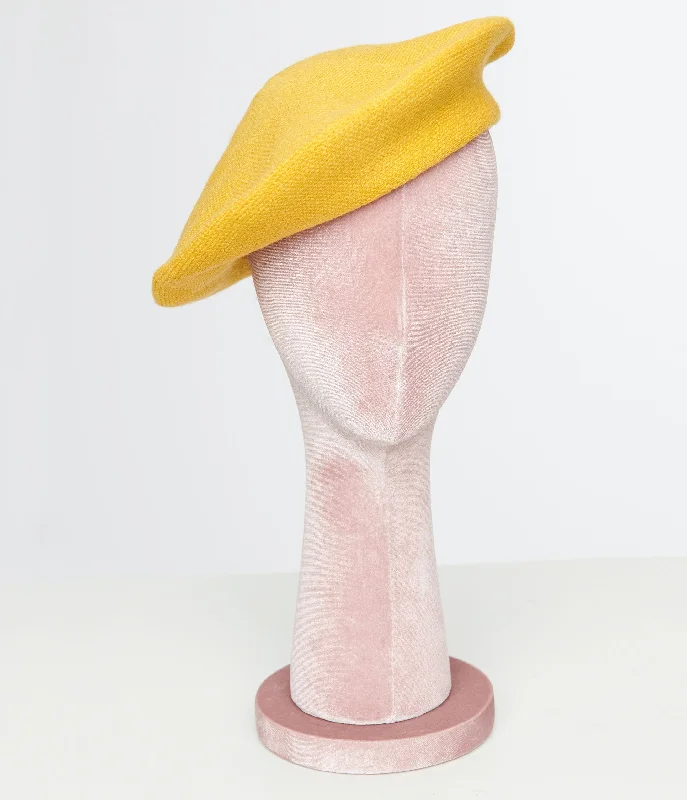 1960s Yellow Stretch Beret