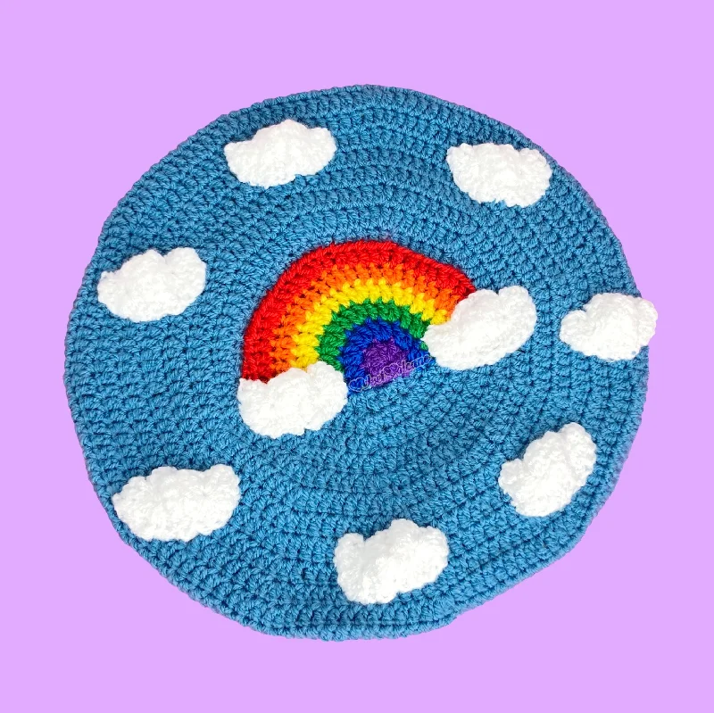 Bright Rainbow Cloud Beret (Dolphin Blue)