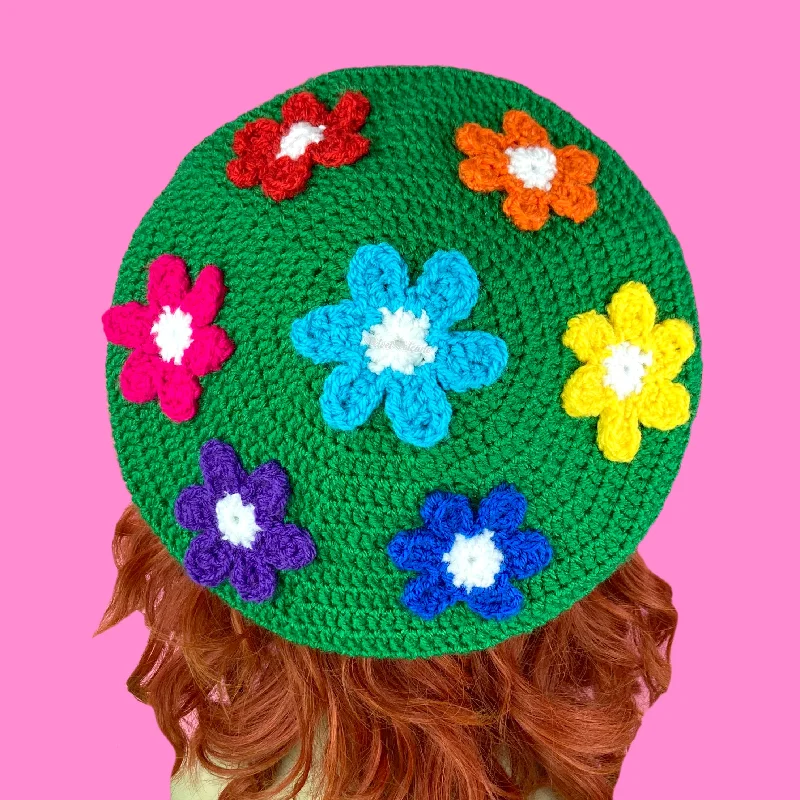 Bright Rainbow Daisy Daze Beret