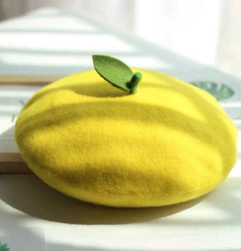 Lemon Beret for Women and Kids