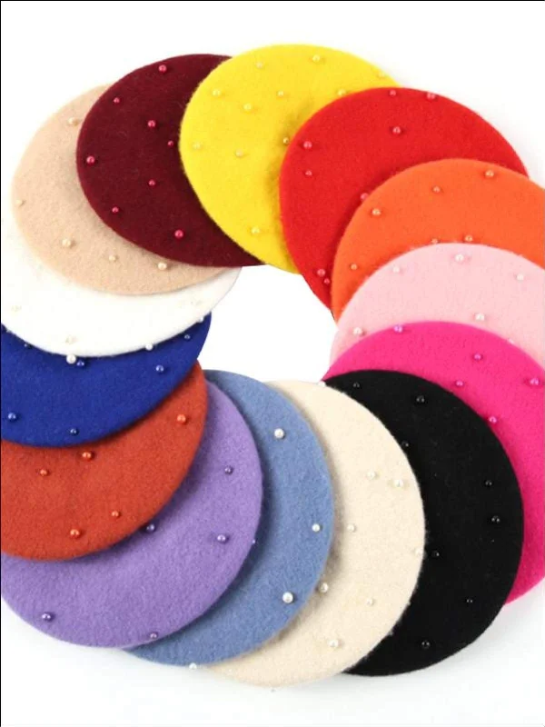 Girls Preppy Pearl Beret ( different color options)