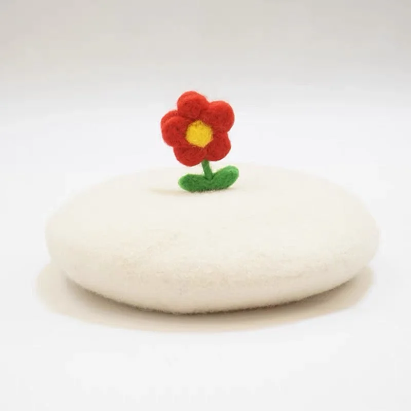 Handmade Flower Wool Beret