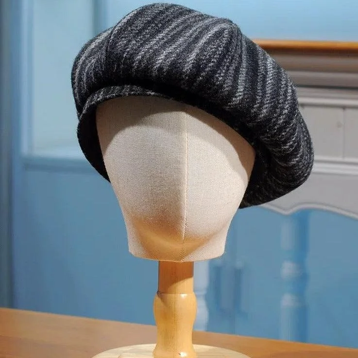 Oversized Herringbone Striped Beret