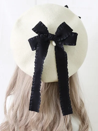 Girls Parisian Double Bow Beret