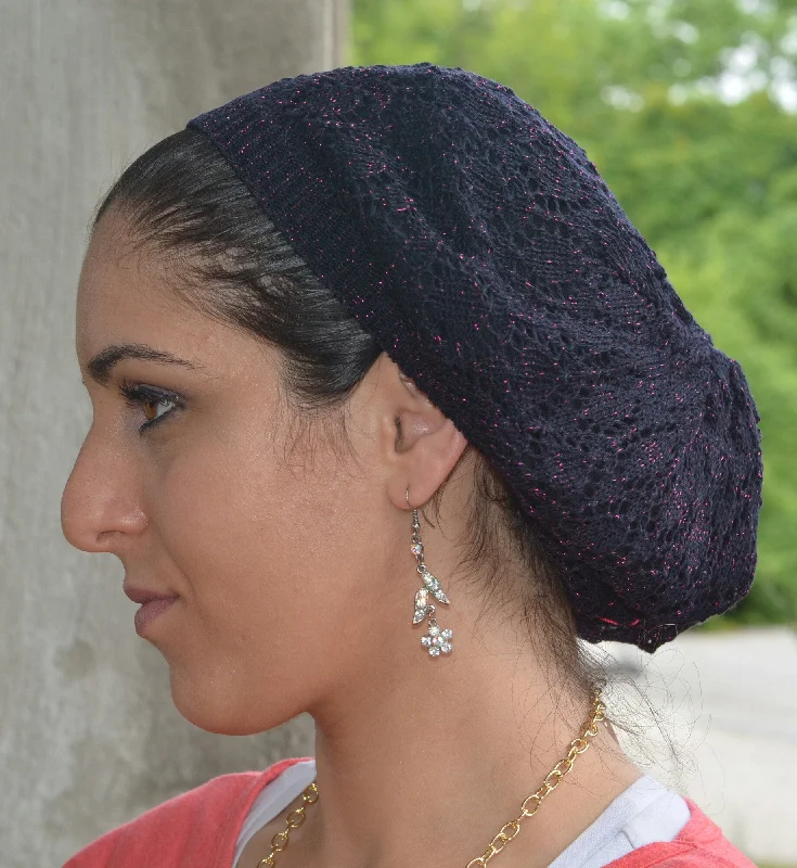 Lightweight Metallic Beret/Snood Atifa