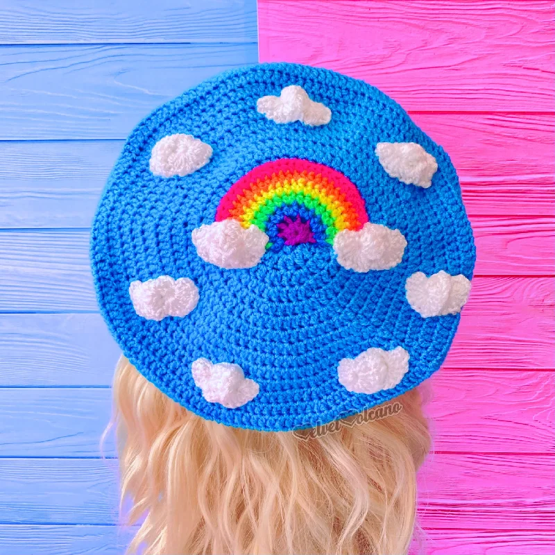 Neon Rainbow Cloud Beret