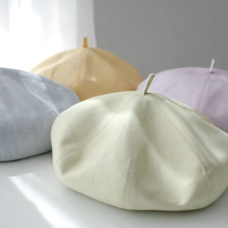 Oversized Solid Colour Linen Beret