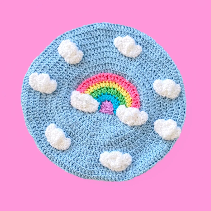 Pastel Rainbow Cloud Beret (Duck Egg Blue)