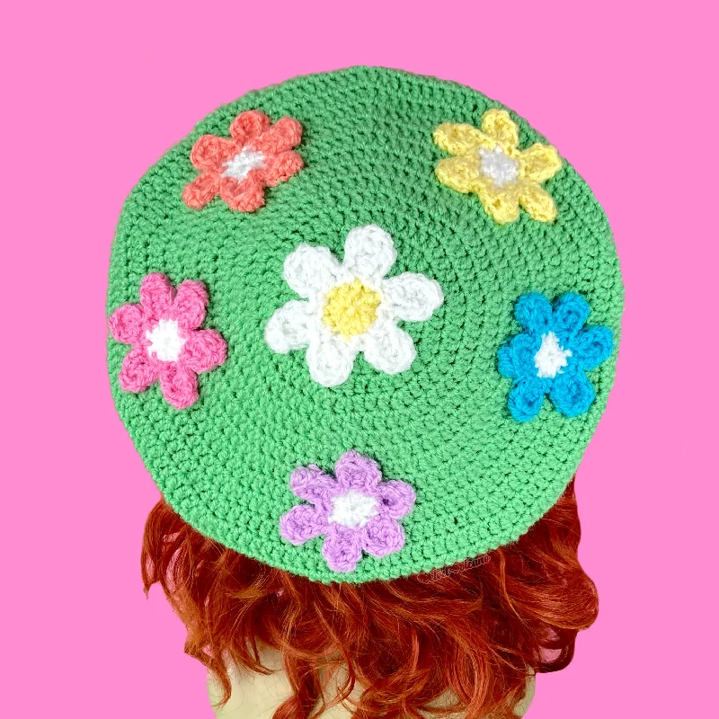 Pastel Rainbow Daisy Daze Beret