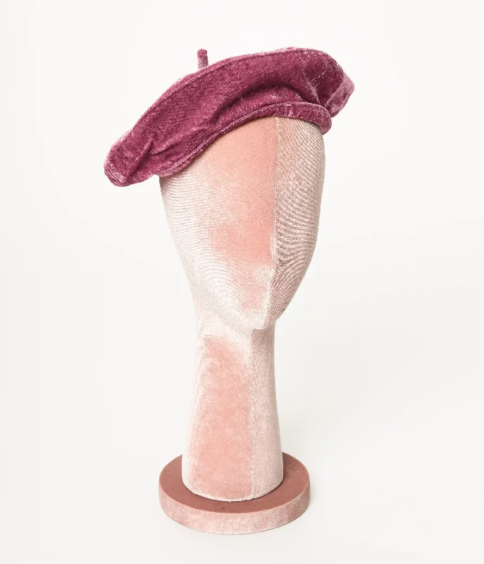 Pink Velvet Beret