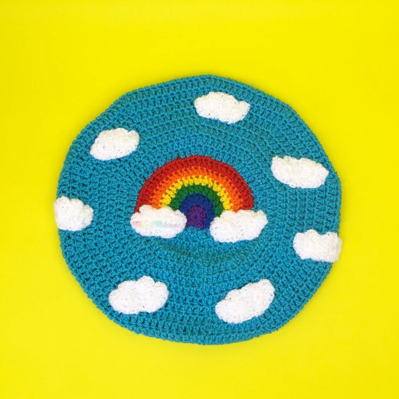 Bright Rainbow Cloud Beret (Turquoise)