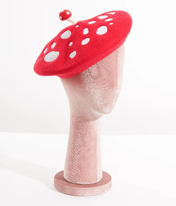 Red & White Mushroom Beret