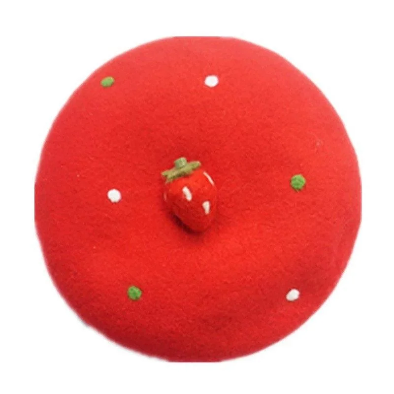 Strawberry Beret Hat for Women and Kids