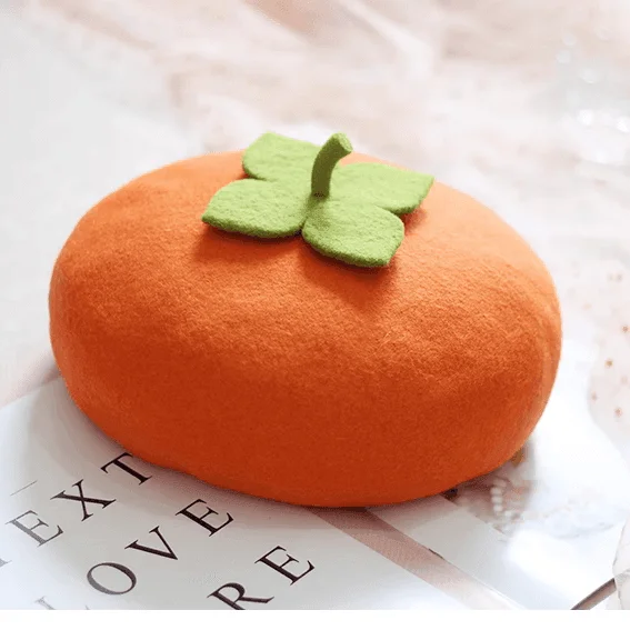 Wool Felt Persimmon Berets for Parent-Child Matching