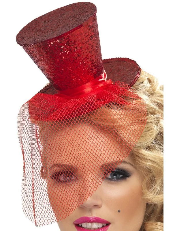 Fever Mini Top Hat on Headband, Red