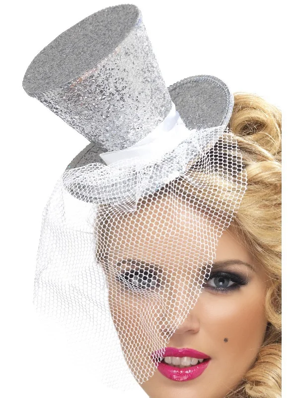 Fever Mini Top Hat on Headband, Silver