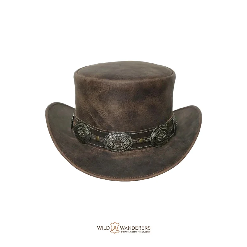 Marlow Crinkle Motorcycle Leather Top Hat