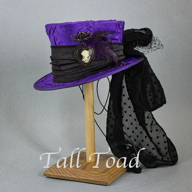 Mini Top Hat - Purple Tufted Taffeta