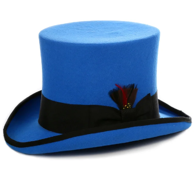 Ferrecci Royal Blue and Black Wool Felt Top Hat