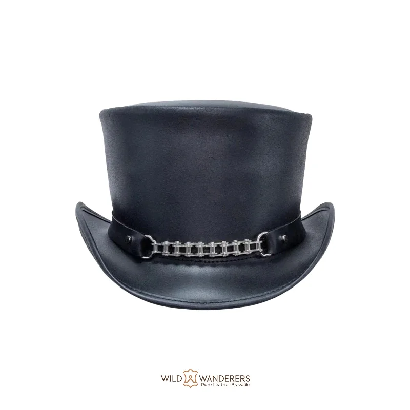 Road Warrior Black Leather Top Hat