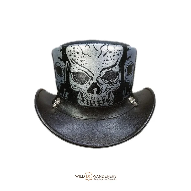 Skull-Embossed Outlaw Leather Top Hat