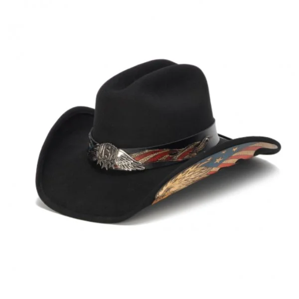 Stampede Felt American Flag Cowboy Hat - Bald Eagle