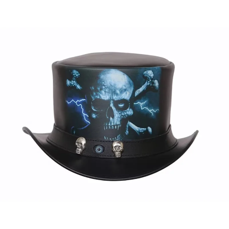 Steampunk Gothic Evil Eye Skull Leather Top Hat