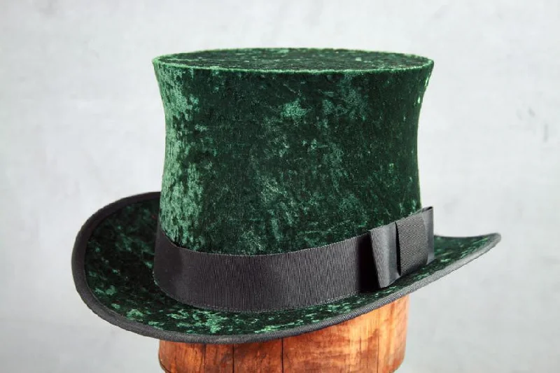 Top Hat - Green Crushed Velvet