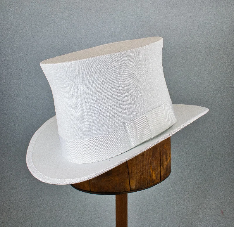 Top Hat - White Stretch Satin