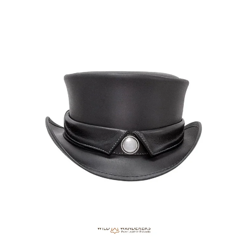 Black Urban Stetson Leather Biker Top Hat