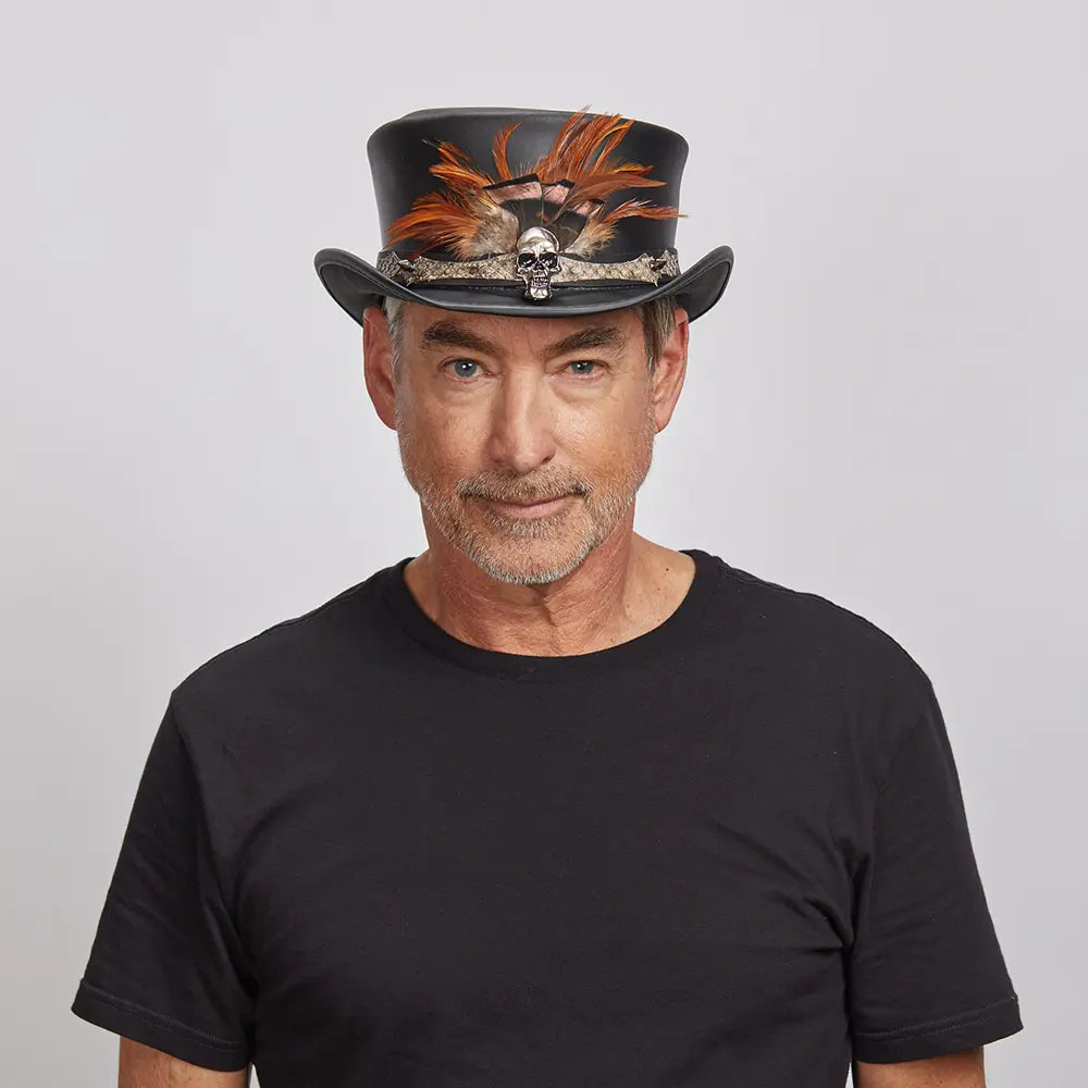 Wrath | Mens Black Leather Top Hat