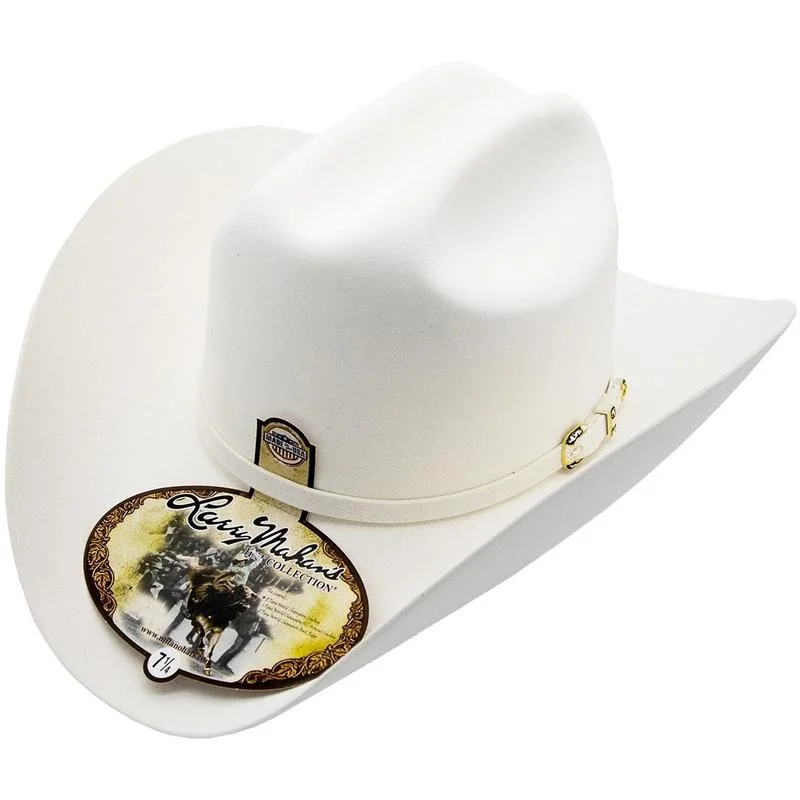 10x Larry Mahan Oro Blanco Fur Felt Cowboy Hat White