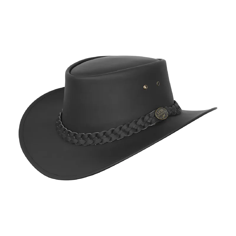 Australian Style Leather Bush Hat Cowboy Mens Womens Hat Black