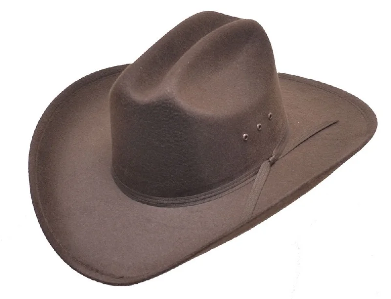 BFF-269BR Faux Felt Cowboy Hat- BROWN - Elastic