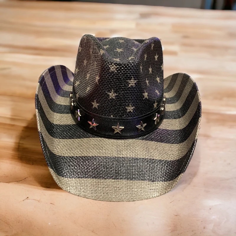 Black Stars and Stripes Cowboy Hat