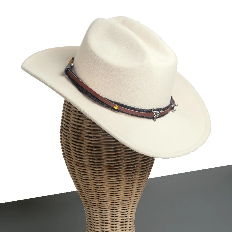 Chokore American Cowhead Pinched Cowboy Hat   (Off White)