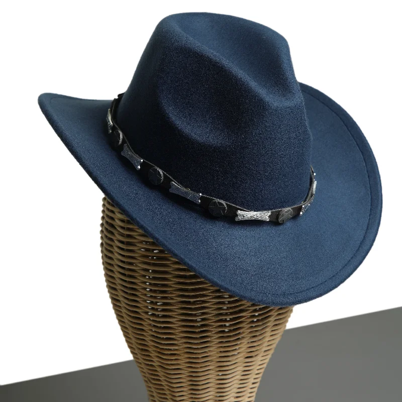 Chokore Cowboy Hat with Buckle Belt (Navy Blue)