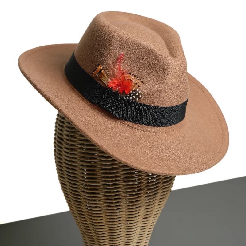 Chokore Cowboy Hat with Feather Details (Khaki)