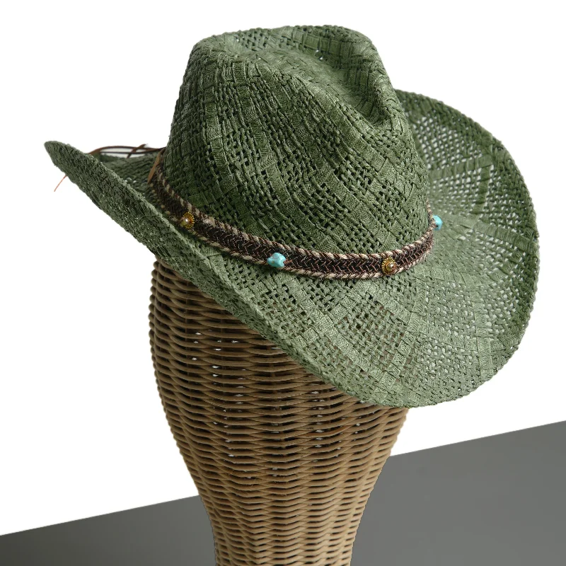 Chokore Handcrafted Straw Cowboy Hat (Green)