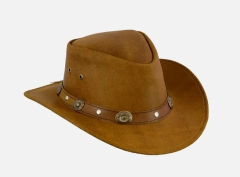 Cowboy Hat Outback Hat Unisex Western-Style Hat For Men Brown Suede Hat For Women Gift For Him Gift For He