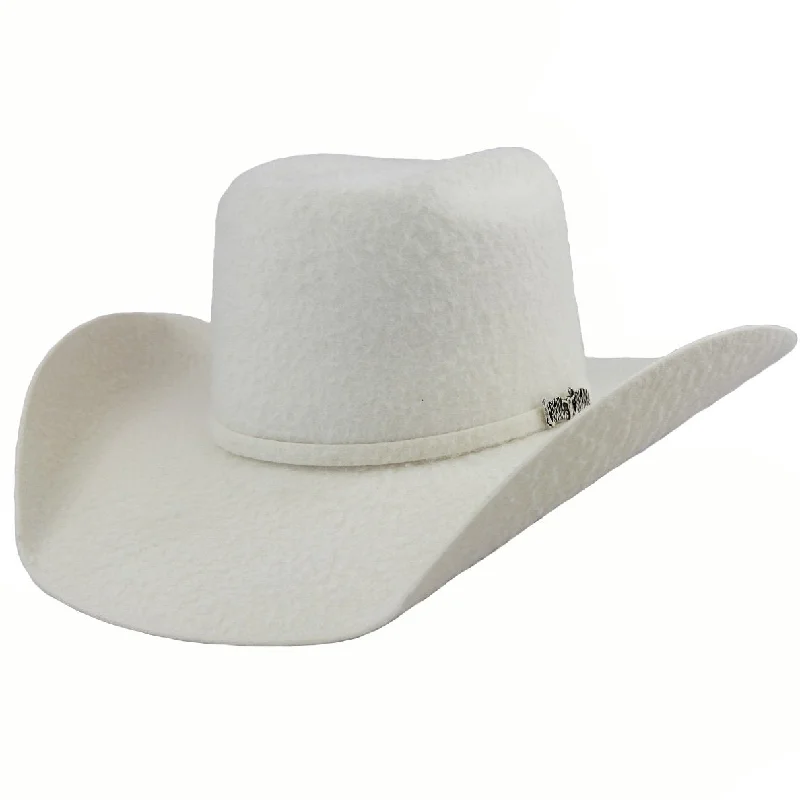 Cuernos Chuecos 10x White Grizzly Brick Crown Cowboy Hat