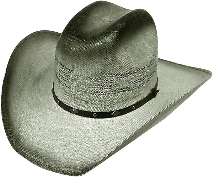 Modestone Traditional Bangora Rodeo Straw Cowboy Hat - Grey #31892