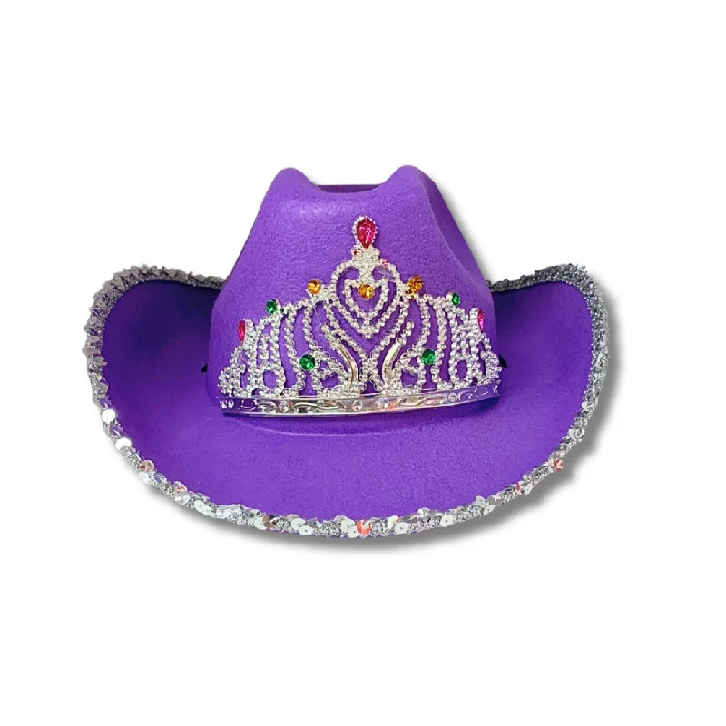 Cowboy Hat - Purple with sequin trim &  Princess Tiara