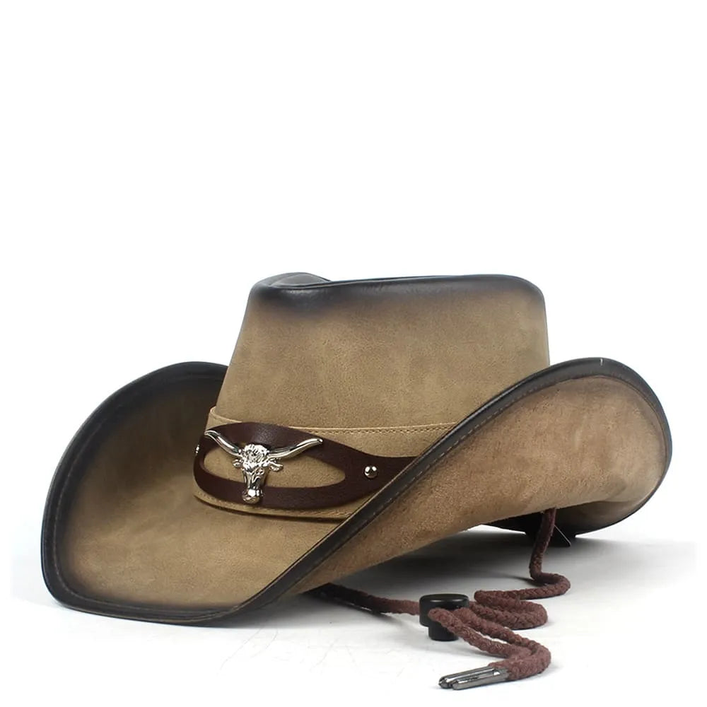 Silver Goat Genuine Leather Cowboy Hat