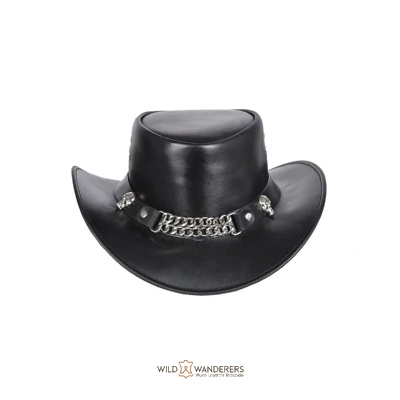 Skull Chain Outlaw Black Top Hat