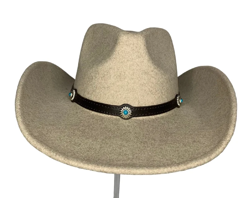 Vegan Felt  Leather Band Cowboy Hat